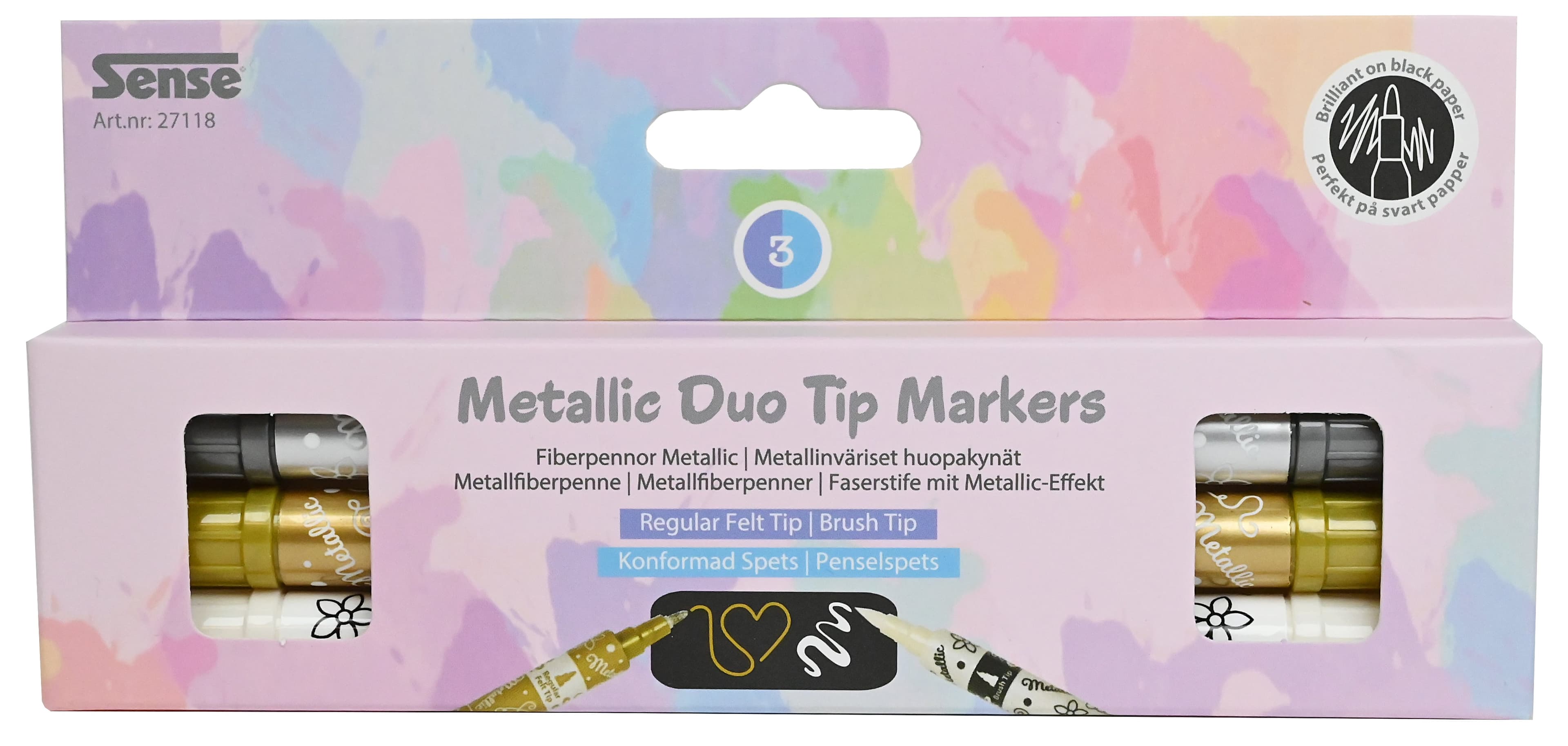 METALLIC & WHITE DUO MARKERS 3 STK
