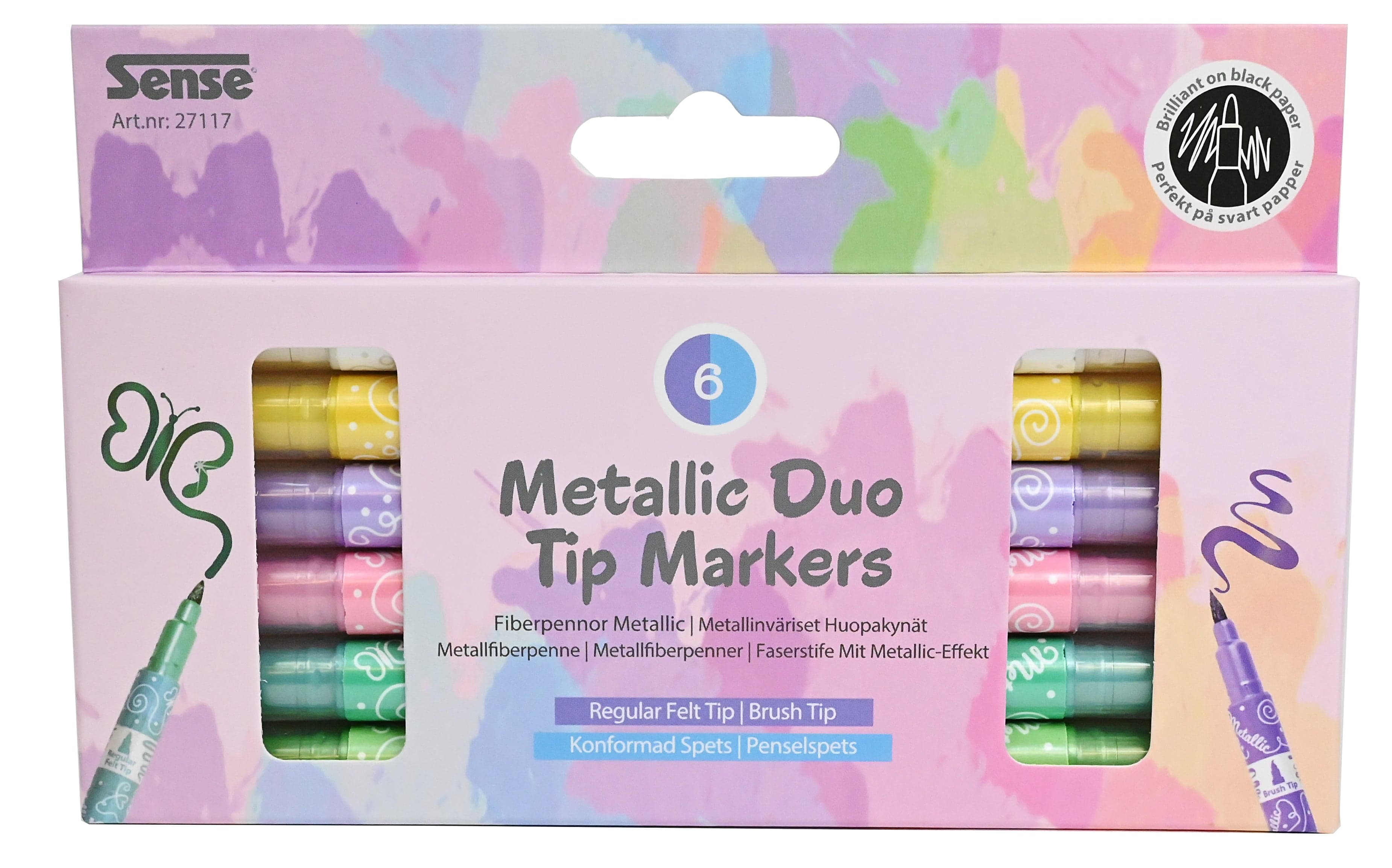METALLIC MARKERS DUO TIP 6 STK