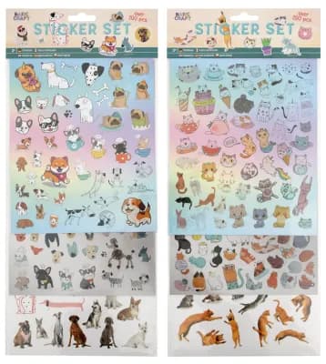 STICKERSÆT 100 STK KAT/HUND 2 ASS.