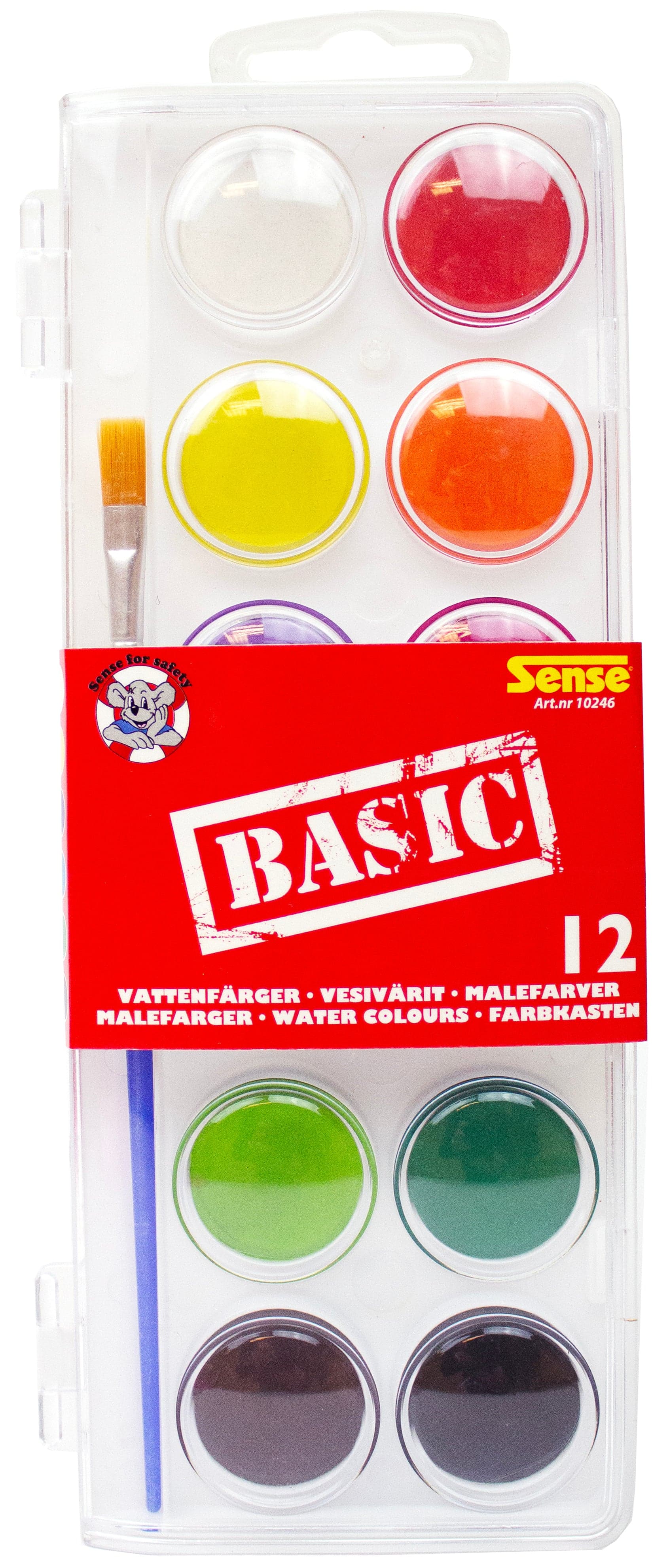 VANDFARVER 12 STK. MED PENSEL BASIC