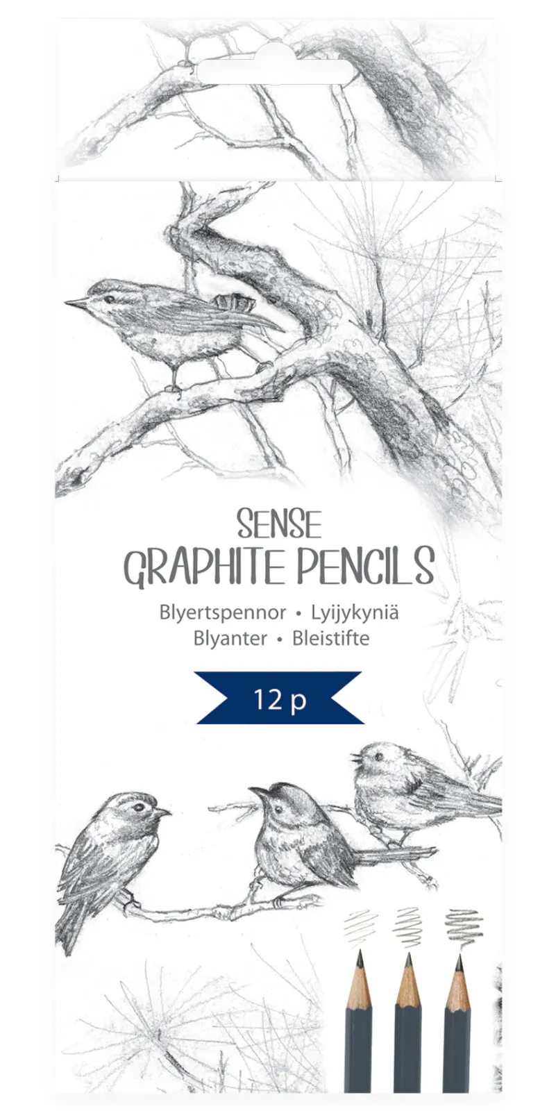 SENSE ARTIST GRAPHITE TEGNE/SKITSEBLYANTER 12 stk. 6 H - 6 B