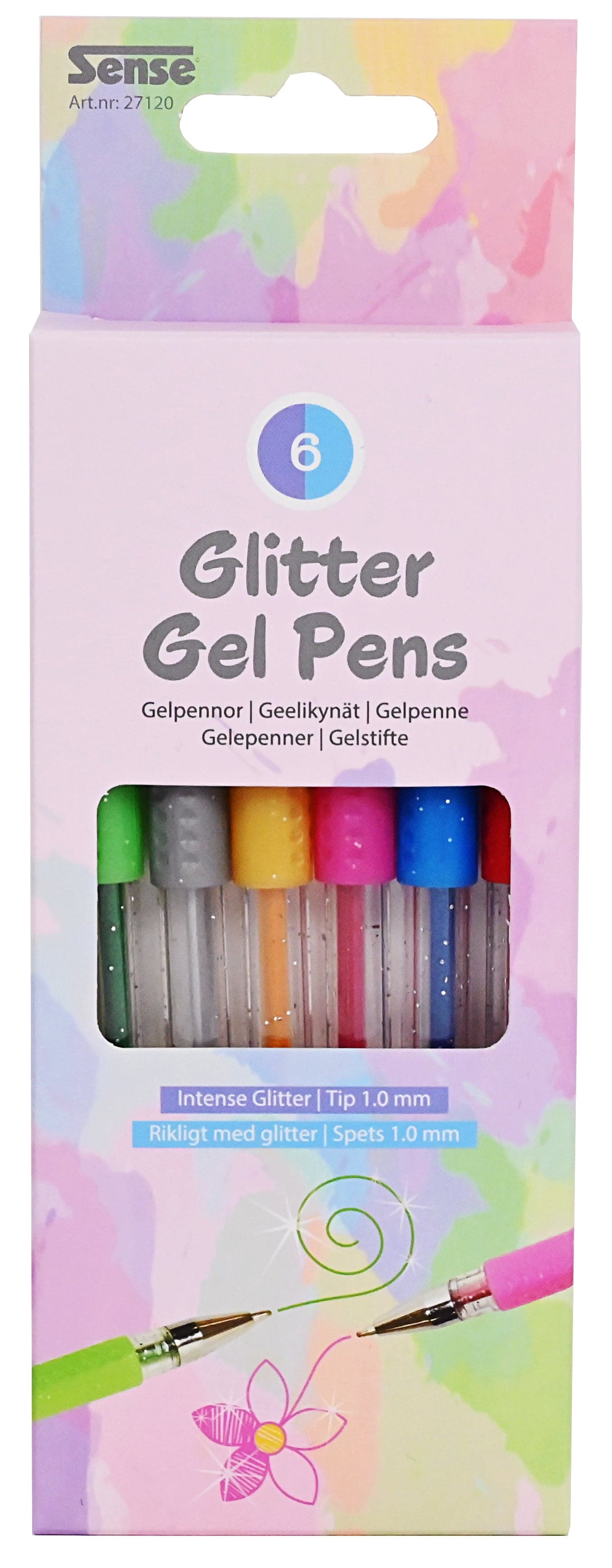 GLITTER GELPENNE 6 STK