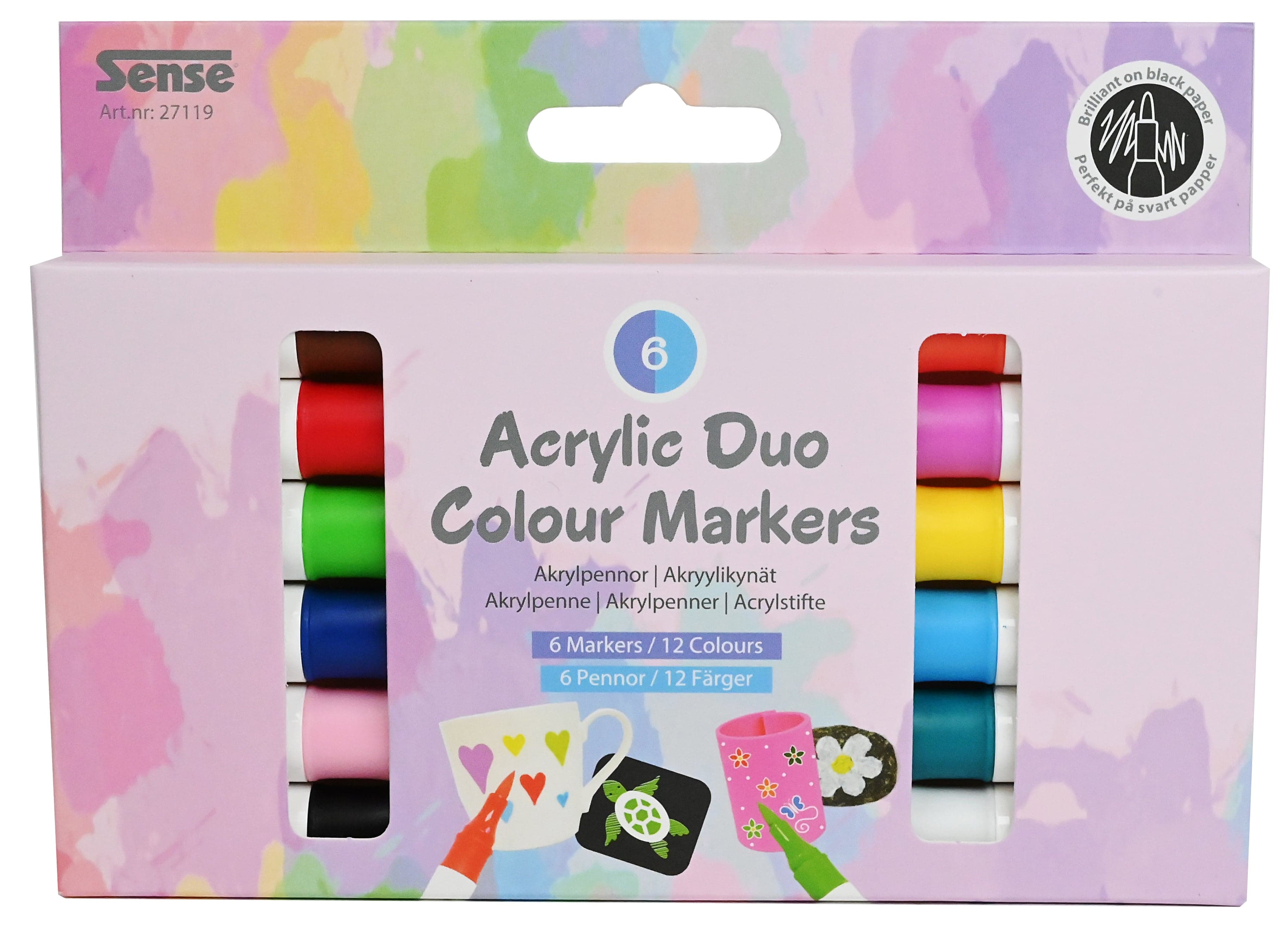 ACRYLIC MARKERS 6 STK 12 FARVER