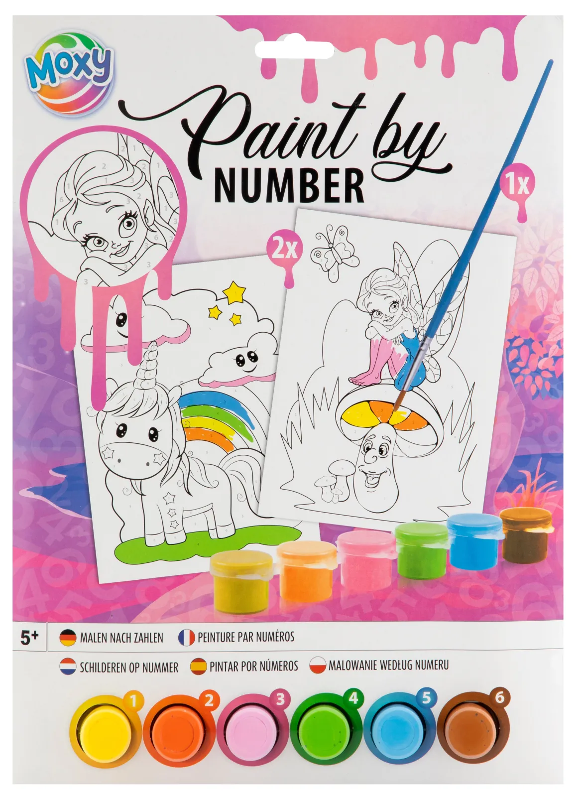 PAINT BY NUMBER 2 X A4 3 ASS. 6 FARVER OG PENSEL