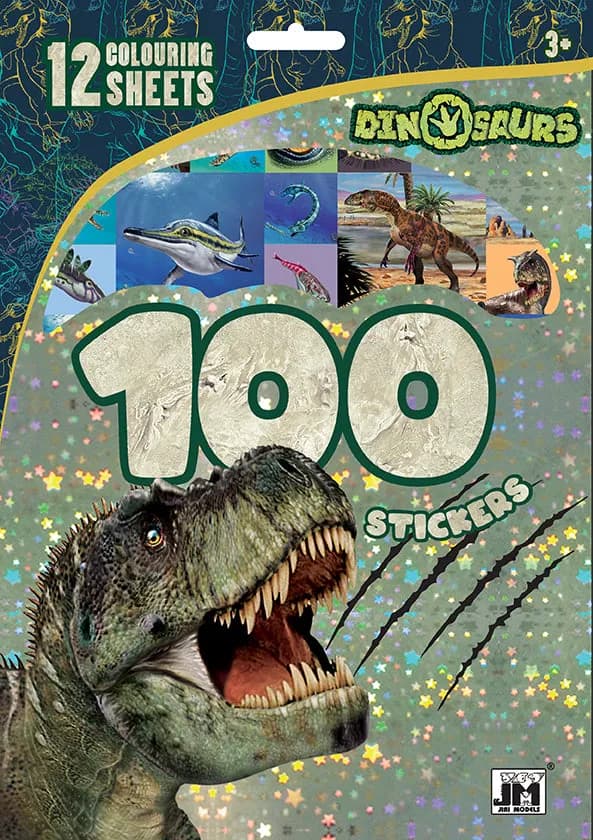 STICKERSSÆT HOLOGRAM 100 STK. / 12 TEGNINGER DINO