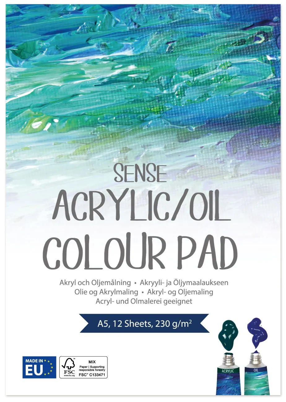 SENSE ARTIST OLIE / AKRYLBLOK A5 230 G / 12 BL. FSC