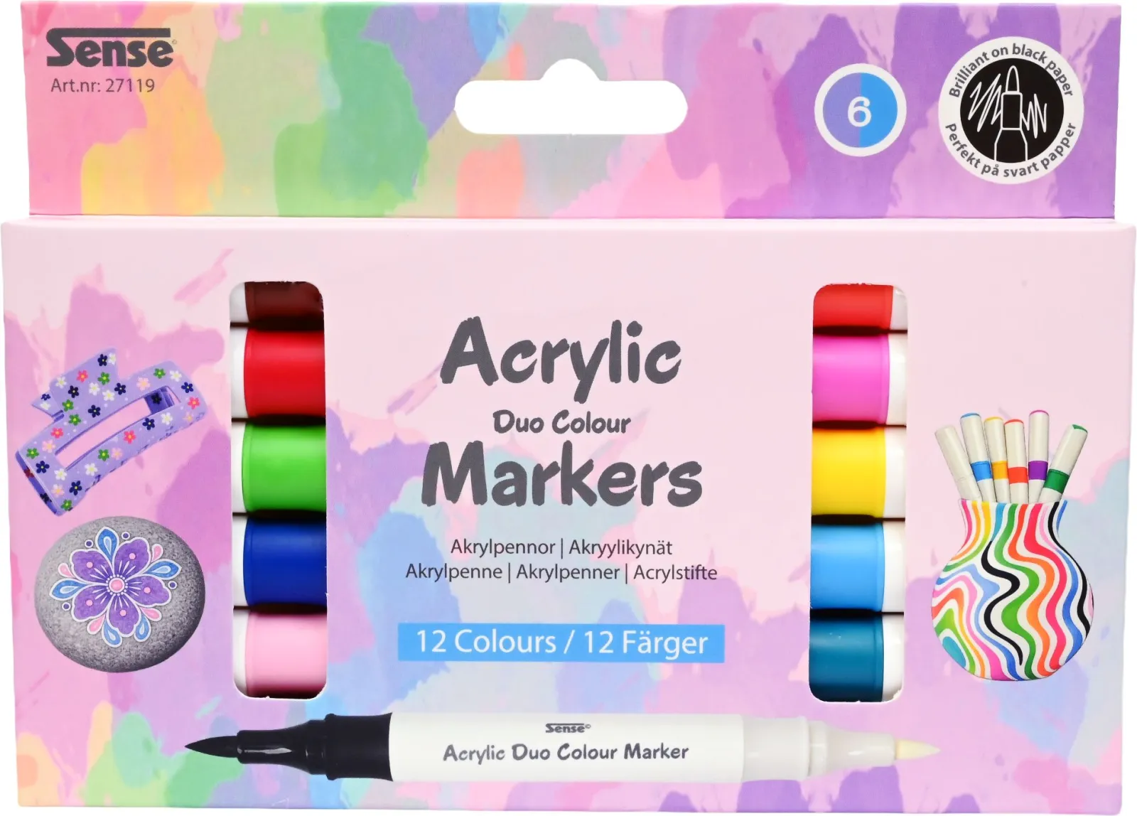 ACRYLIC MARKERS 6 STK 12 FARVER