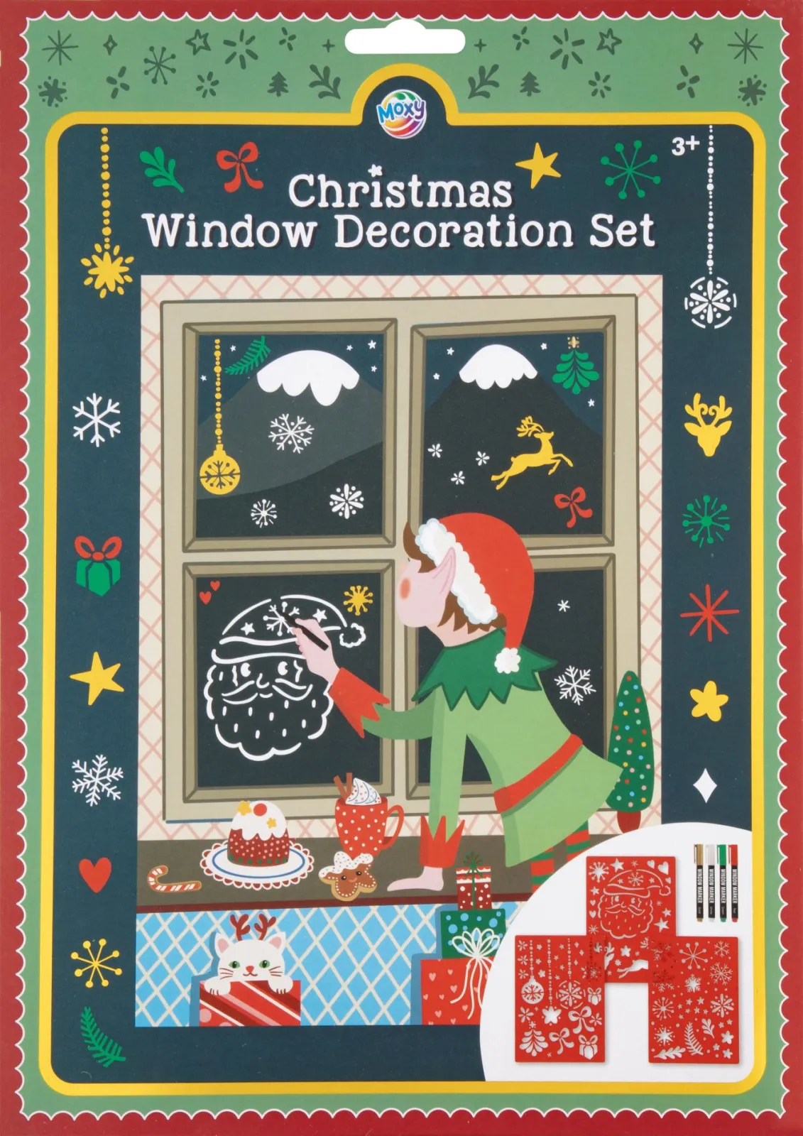 XMAS VINDUES STICKERS MED 3 A4 STENCILS